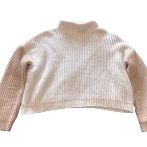 Cropped Beige Ribbed Sweater with Tan Sleeves, size M